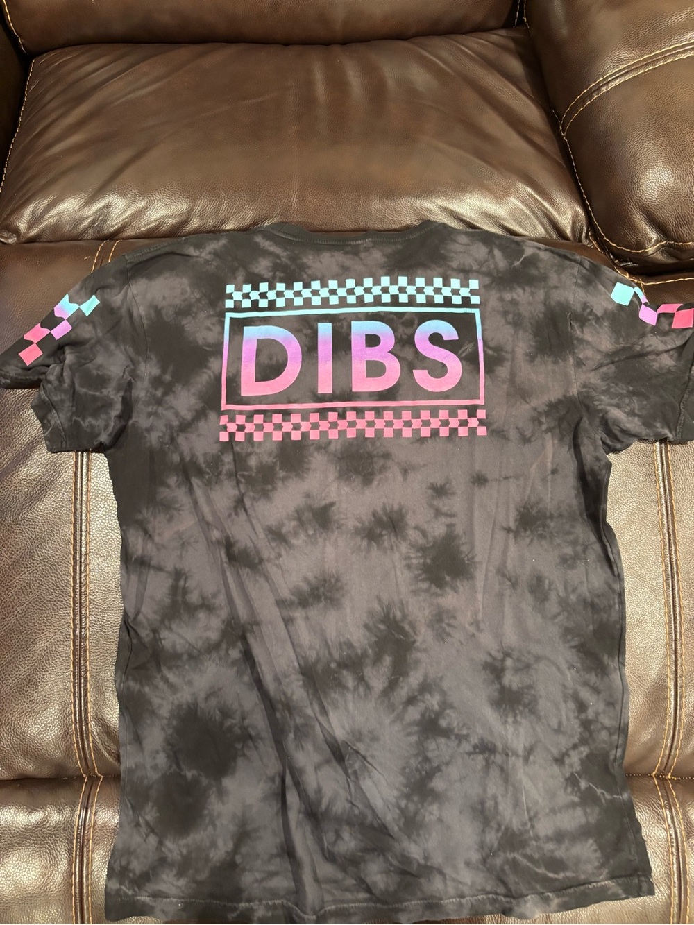 DIBS Black Tie-Dye Short Sleeve Tee with Gradient Logo